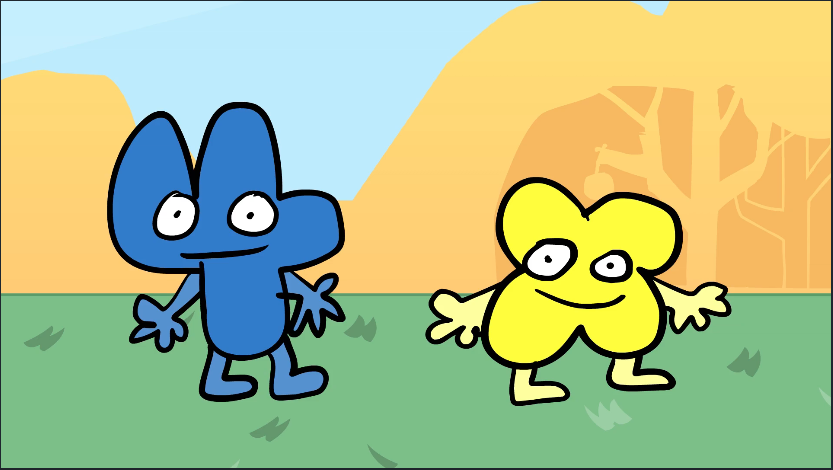 Four and X from BFB Blank Meme Template