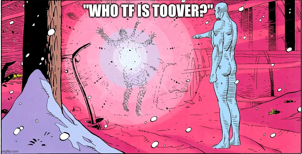 Who is he? | "WHO TF IS TOOVER?" | image tagged in watchmen rorschach death | made w/ Imgflip meme maker