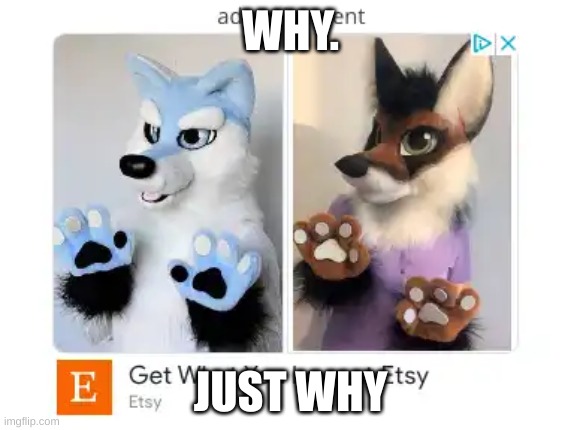 ETSY WHYYYY | WHY. JUST WHY | image tagged in furry,etsy,ads,funny,memes | made w/ Imgflip meme maker