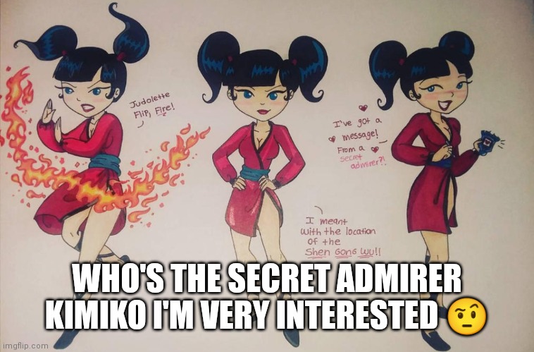How girls be when they hide stuff from there BFs | WHO'S THE SECRET ADMIRER KIMIKO I'M VERY INTERESTED 🤨 | image tagged in boyfriend and girlfriend,i love kimiko,funny memes,kimiko tohomiko,xiolion showdown | made w/ Imgflip meme maker