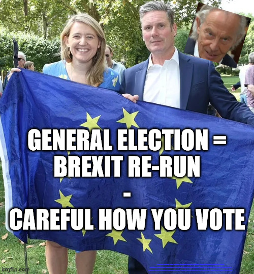 General Election = Brexit Re-Run - careful with your vote | GENERAL ELECTION =
BREXIT RE-RUN
-
CAREFUL HOW YOU VOTE; #Immigration #Starmerout #Labour #JonLansman #wearecorbyn #KeirStarmer #DianeAbbott #McDonnell #cultofcorbyn #labourisdead #Momentum #labourracism #socialistsunday #nevervotelabour #socialistanyday #Antisemitism #Savile #SavileGate #Paedo #Worboys #GroomingGangs #Paedophile #IllegalImmigration #Immigrants #Invasion #StarmerResign #Starmeriswrong #SirSoftie #SirSofty #PatCullen #Cullen #RCN #nurse #nursing #strikes #SueGray #Blair #Steroids #Economy #Brexit | image tagged in starmer eu,starmerout getstarmerout,illegal immigration,stop boats rwanda,labourisdead,ulez just stop oil | made w/ Imgflip meme maker
