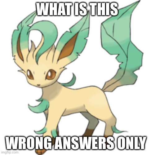 Leafeon Transparent | WHAT IS THIS; WRONG ANSWERS ONLY | image tagged in leafeon transparent | made w/ Imgflip meme maker