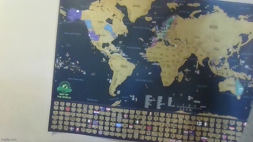 map of countries I've been to, on my bedroom wall | made w/ Imgflip meme maker