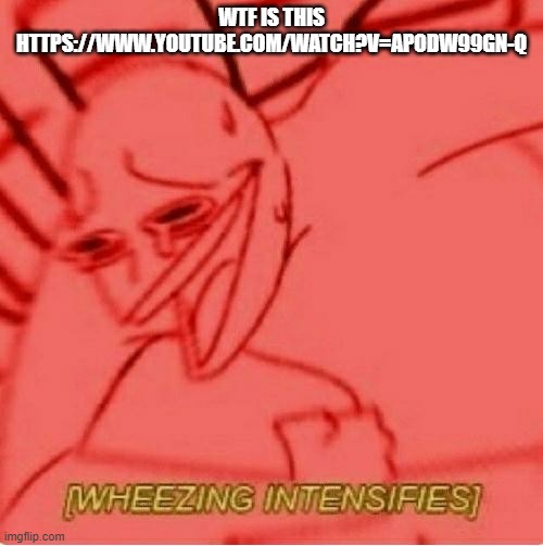 Wheeze | WTF IS THIS HTTPS://WWW.YOUTUBE.COM/WATCH?V=APODW99GN-Q | image tagged in wheeze | made w/ Imgflip meme maker