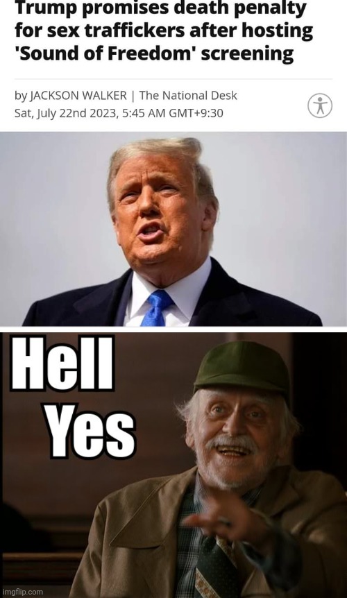 I COMPLETELY AGREE | image tagged in hell yes,president trump,trafficking,death penalty,politics | made w/ Imgflip meme maker
