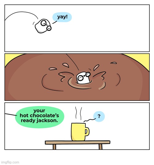 Hot cocoa with marshmallow | image tagged in marshmallows,marshmallow,hot chocolate,hot cocoa,comics,comics/cartoons | made w/ Imgflip meme maker