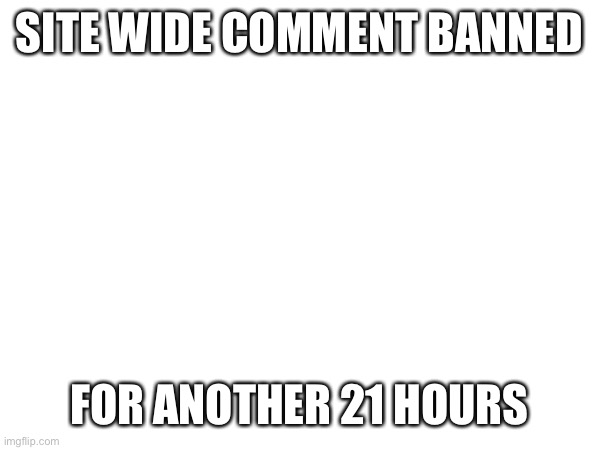 SITE WIDE COMMENT BANNED; FOR ANOTHER 21 HOURS | made w/ Imgflip meme maker