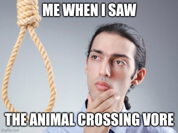 noose | ME WHEN I SAW THE ANIMAL CROSSING VORE | image tagged in noose | made w/ Imgflip meme maker