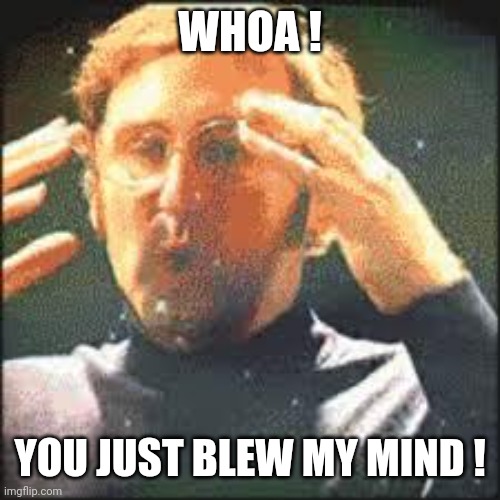 Mind Blown | WHOA ! YOU JUST BLEW MY MIND ! | image tagged in mind blown | made w/ Imgflip meme maker