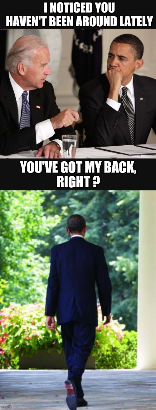 Walk away from Joe | I NOTICED YOU HAVEN'T BEEN AROUND LATELY; YOU'VE GOT MY BACK,
RIGHT ? | image tagged in leftists,liberals,democrats,joe,2024 | made w/ Imgflip meme maker
