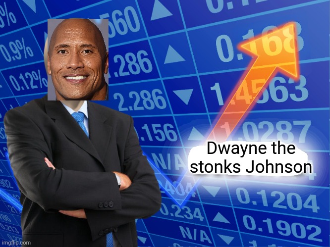Meme #2,986 | Dwayne the stonks Johnson | image tagged in empty stonks,memes,stonks,dwayne johnson,the rock,puns | made w/ Imgflip meme maker
