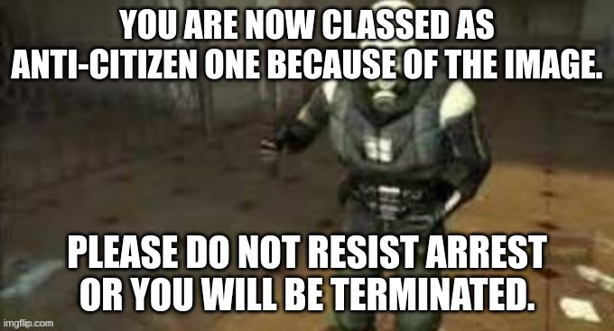 Half-Life 2 Anti-Citizen One | image tagged in half-life 2 anti-citizen one | made w/ Imgflip meme maker