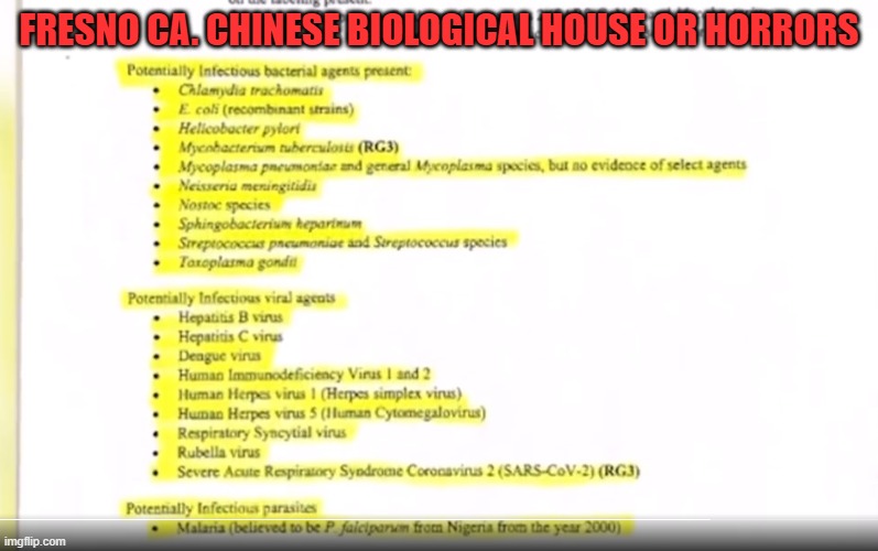 China, Ca | FRESNO CA. CHINESE BIOLOGICAL HOUSE OR HORRORS | image tagged in china,china virus,california,covid-19,covid | made w/ Imgflip meme maker