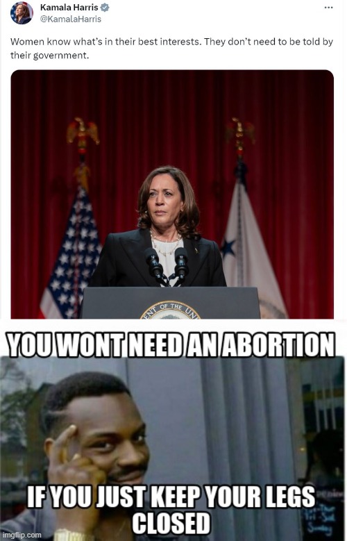 Women know what’s in their best interests,, | image tagged in kamala harris,vp,abortion | made w/ Imgflip meme maker