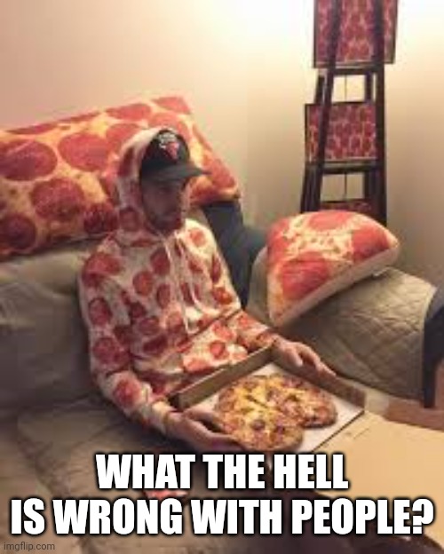 PIZZA MAN | WHAT THE HELL IS WRONG WITH PEOPLE? | image tagged in pizza man | made w/ Imgflip meme maker