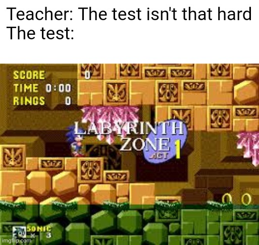 Labyrinth Zone | Teacher: The test isn't that hard
The test: | image tagged in labyrinth,unhelpful high school teacher | made w/ Imgflip meme maker
