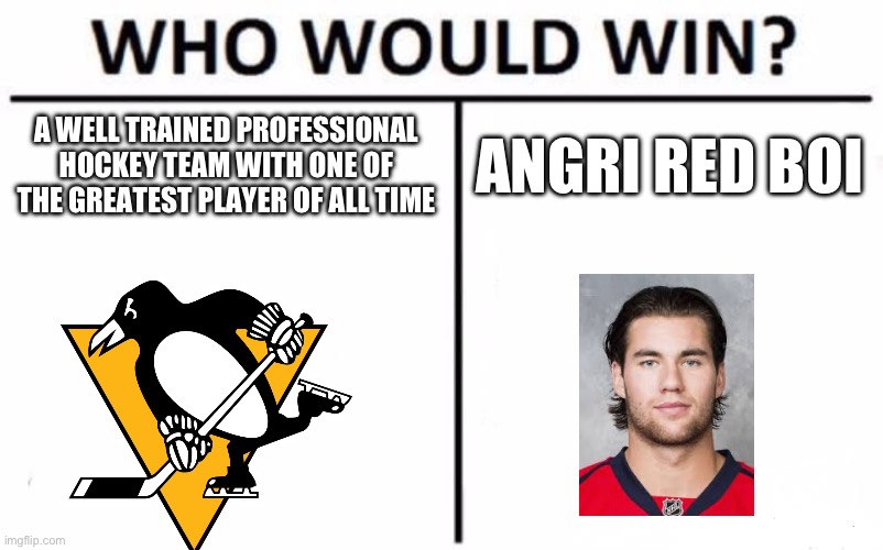 Caps Vs Pens | A WELL TRAINED PROFESSIONAL HOCKEY TEAM WITH ONE OF THE GREATEST PLAYER OF ALL TIME; ANGRI RED BOI | image tagged in memes,who would win,hockey | made w/ Imgflip meme maker