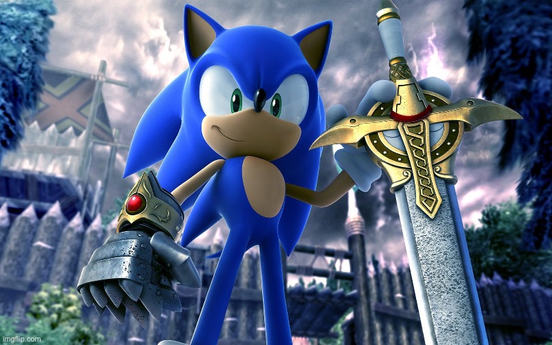 Sonic and the black knight | image tagged in sonic and the black knight | made w/ Imgflip meme maker