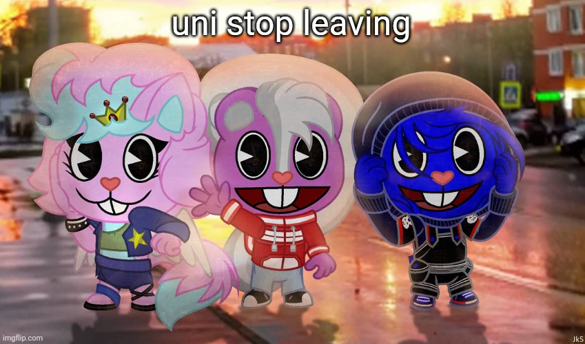 kitty, daliallon and cesar drawn by jakky | uni stop leaving | image tagged in kitty daliallon and cesar drawn by jakky | made w/ Imgflip meme maker