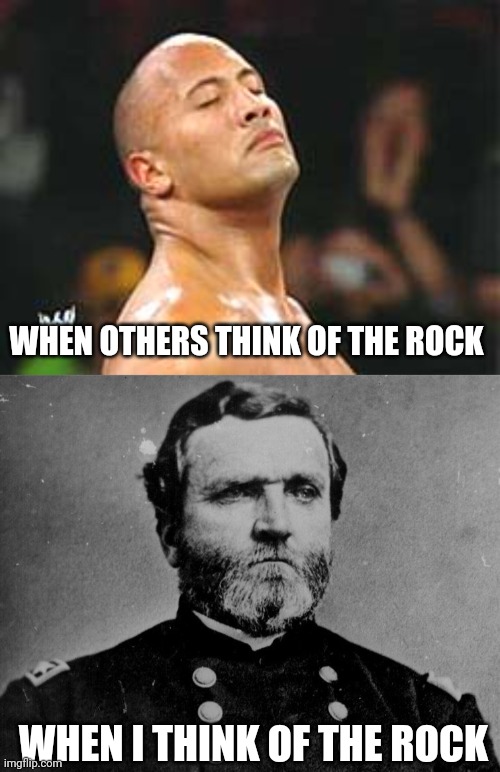 WHEN OTHERS THINK OF THE ROCK; WHEN I THINK OF THE ROCK | image tagged in the rock smelling | made w/ Imgflip meme maker