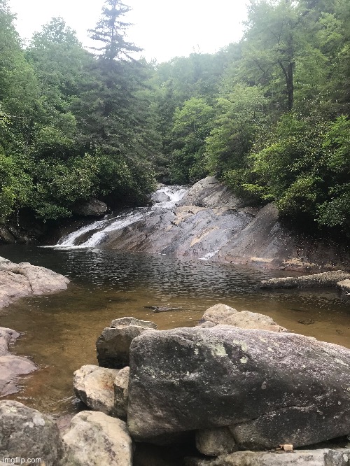 Waterfall slides in Pisgah | made w/ Imgflip meme maker