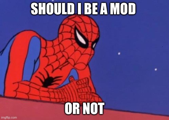 Should I jump or not | SHOULD I BE A MOD; OR NOT | image tagged in should i jump or not | made w/ Imgflip meme maker