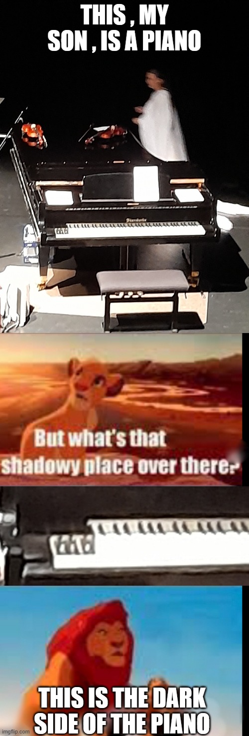 i had the urge to take this photo to make this meme when i was spectating | THIS , MY SON , IS A PIANO; THIS IS THE DARK SIDE OF THE PIANO | image tagged in what s that shadowy place,piano,music meme,funny,lion king | made w/ Imgflip meme maker