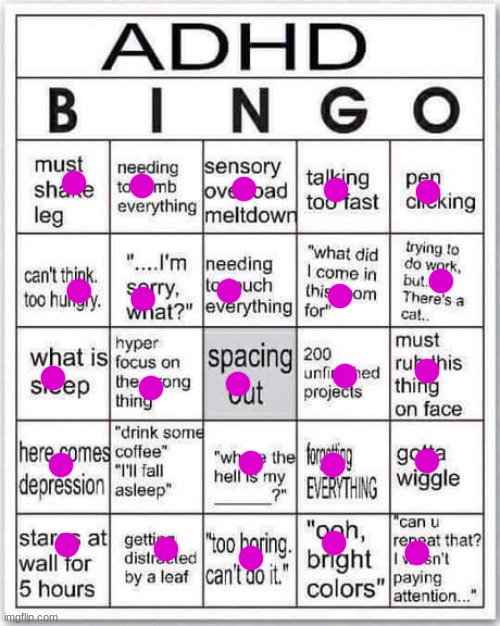 yeah | image tagged in adhd bingo | made w/ Imgflip meme maker