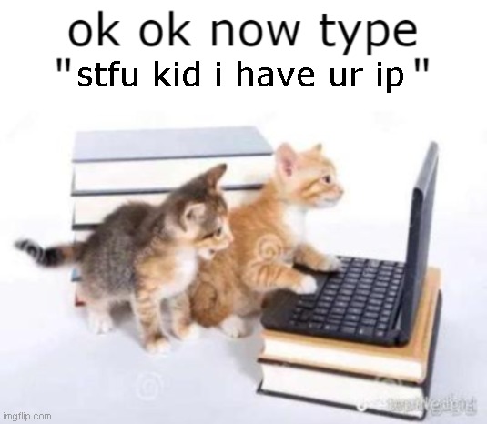 now type | stfu kid i have ur ip | image tagged in now type | made w/ Imgflip meme maker