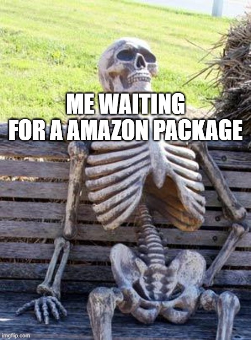 waiting for an amazon package | ME WAITING FOR A AMAZON PACKAGE | image tagged in memes,waiting skeleton | made w/ Imgflip meme maker