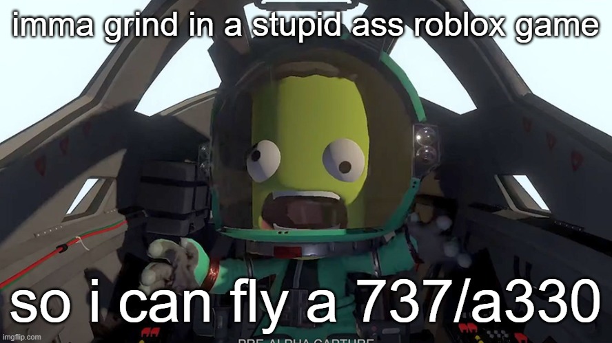 imma see yall in an hour and a half | imma grind in a stupid ass roblox game; so i can fly a 737/a330 | image tagged in kerbal panic | made w/ Imgflip meme maker