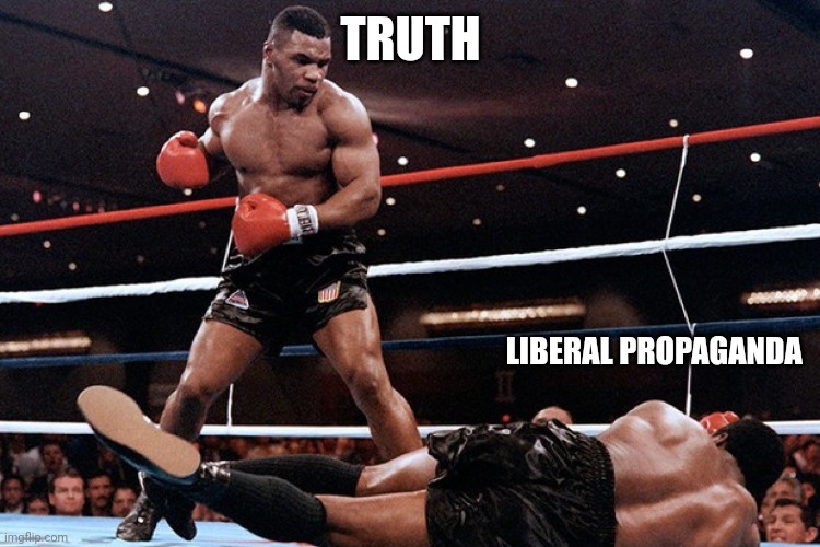 Iron Mike Tyson | TRUTH LIBERAL PROPAGANDA | image tagged in iron mike tyson | made w/ Imgflip meme maker