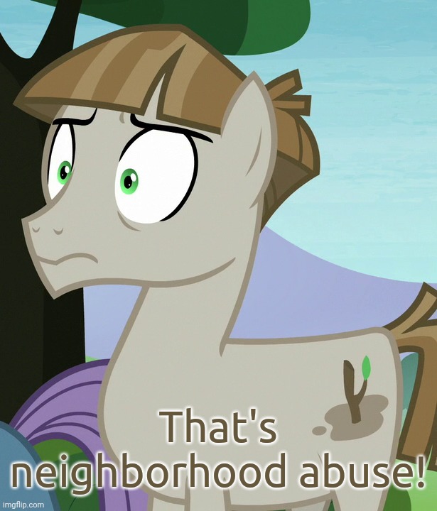 Shocked Mudbriar (MLP) | That's neighborhood abuse! | image tagged in shocked mudbriar mlp | made w/ Imgflip meme maker