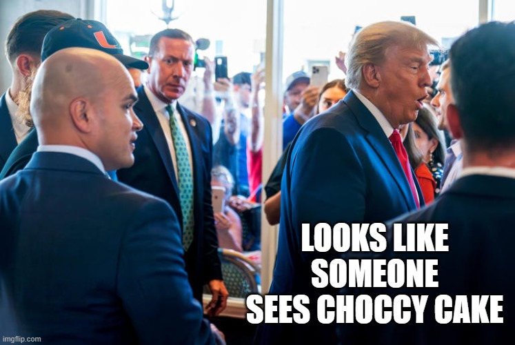 "TFYM when your client violates the judge's no-contact order" *OR* "Choccy cake" | LOOKS LIKE SOMEONE SEES CHOCCY CAKE | image tagged in derpety-durr,donald trump is an idiot,toddler,walt nauta | made w/ Imgflip meme maker