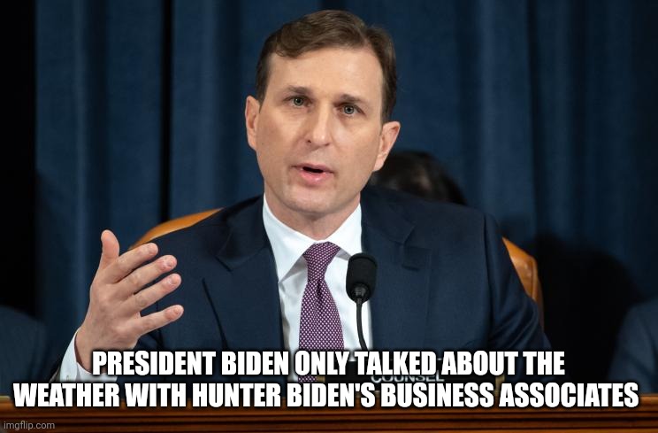 Dan Goldman , Biden's B*tch | PRESIDENT BIDEN ONLY TALKED ABOUT THE WEATHER WITH HUNTER BIDEN'S BUSINESS ASSOCIATES | image tagged in lying,lawyers,cover up,politicians suck,correction guy,government corruption | made w/ Imgflip meme maker