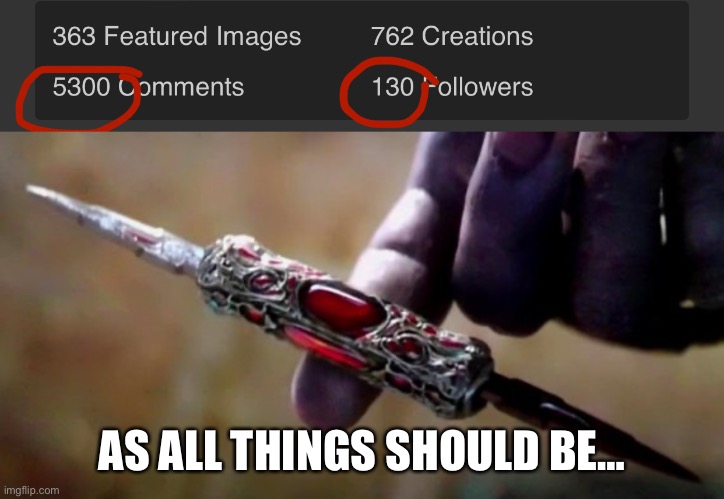 Yeah! | AS ALL THINGS SHOULD BE… | image tagged in thanos perfectly balanced | made w/ Imgflip meme maker