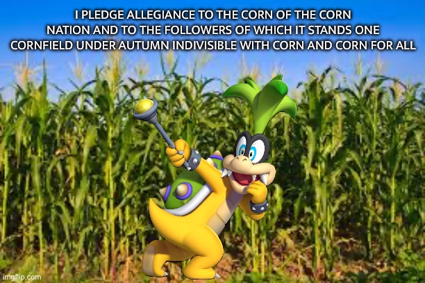 I PLEDGE ALLEGIANCE TO THE CORN OF THE CORN NATION AND TO THE FOLLOWERS OF WHICH IT STANDS ONE CORNFIELD UNDER AUTUMN INDIVISIBLE WITH CORN AND CORN FOR ALL | made w/ Imgflip meme maker