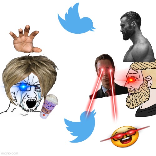The twitter leader vs the gigachads | image tagged in memes,blank transparent square | made w/ Imgflip meme maker