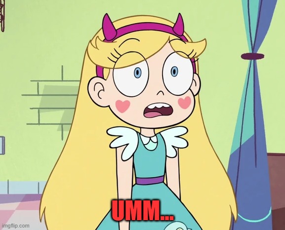 Star sees narwhal flying toward her | UMM... | image tagged in star sees narwhal flying toward her | made w/ Imgflip meme maker