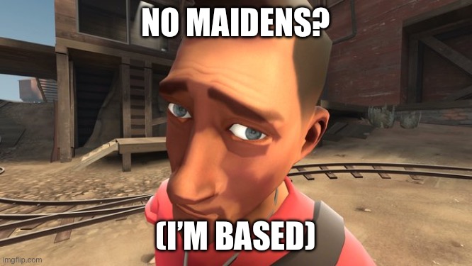 no bitches? | NO MAIDENS? (I’M BASED) | image tagged in no bitches | made w/ Imgflip meme maker