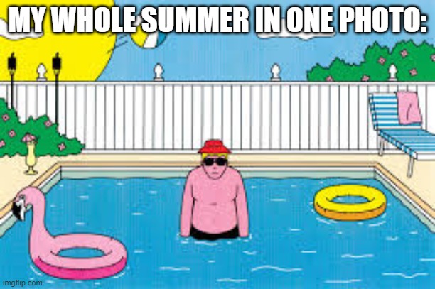 Literally… | MY WHOLE SUMMER IN ONE PHOTO: | image tagged in summer,pool | made w/ Imgflip meme maker