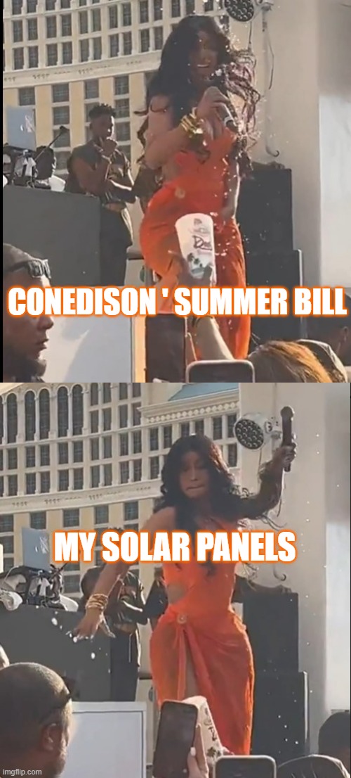 Cardi B Mic | CONEDISON ' SUMMER BILL; MY SOLAR PANELS | image tagged in cardi b mic,always sunny | made w/ Imgflip meme maker