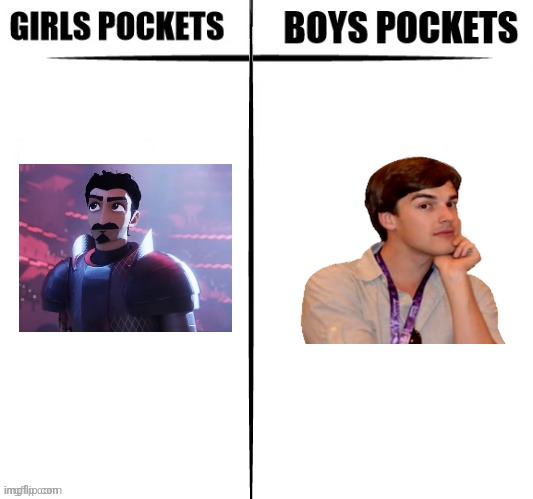 Boy's pockets be matpat | image tagged in girls vs boys pockets | made w/ Imgflip meme maker