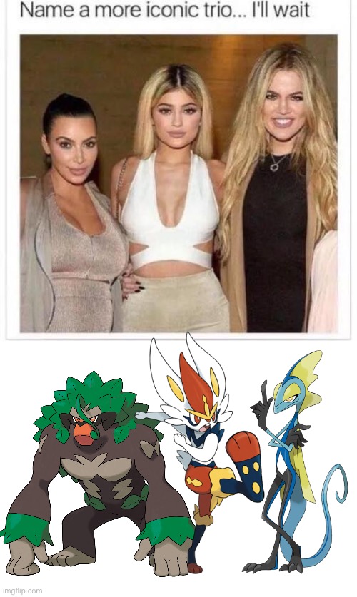 The Galar starter Final evolution trio is awesome! | image tagged in name a more iconic trio,pokemon | made w/ Imgflip meme maker