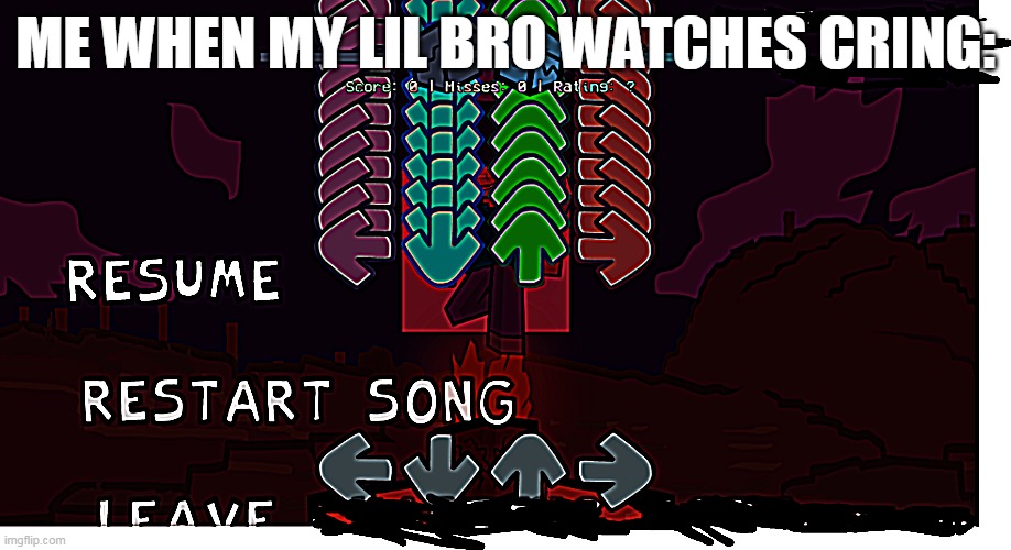 LOUD | ME WHEN MY LIL BRO WATCHES CRING: | image tagged in fnf is too easy fnf,loud,lil bro,anti cring,anti-cring | made w/ Imgflip meme maker