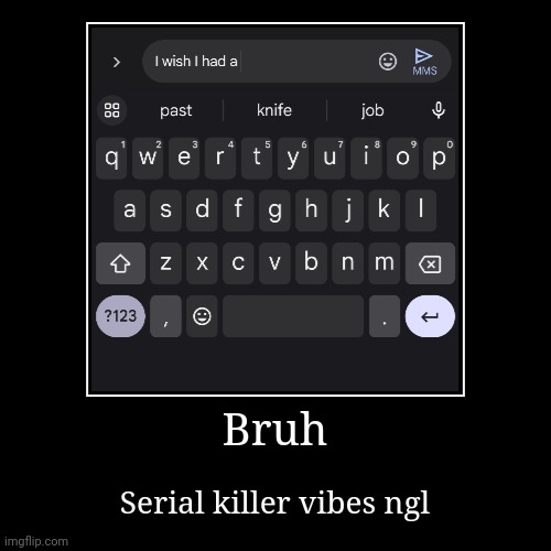 Which one is worse | Bruh | Serial killer vibes ngl | image tagged in funny,demotivationals | made w/ Imgflip demotivational maker