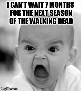 Angry Baby Meme | I CAN'T WAIT 7 MONTHS FOR THE NEXT SEASON OF THE WALKING DEAD | image tagged in memes,angry baby | made w/ Imgflip meme maker