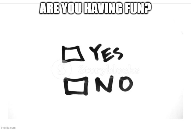 Check Box | ARE YOU HAVING FUN? | image tagged in check box | made w/ Imgflip meme maker