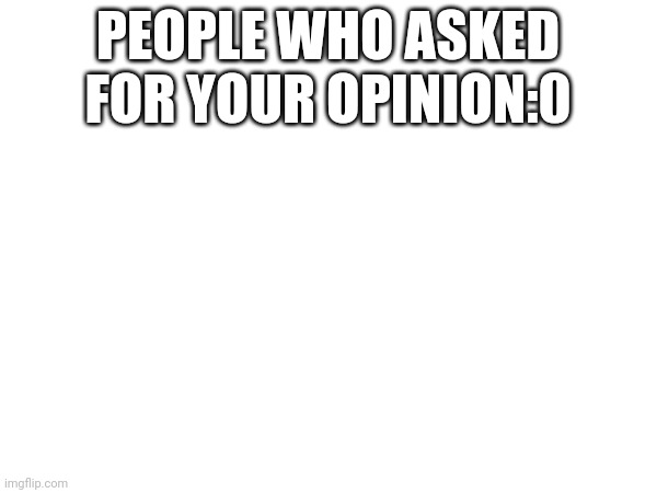 PEOPLE WHO ASKED FOR YOUR OPINION:0 | made w/ Imgflip meme maker