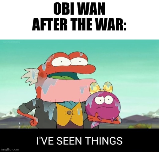Obi wan has seen things | OBI WAN AFTER THE WAR: | image tagged in i've seen things,star wars,obi wan kenobi | made w/ Imgflip meme maker